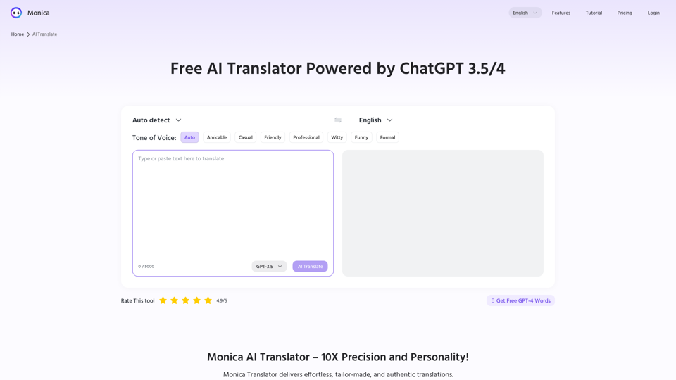 Free AI Translator Powered by ChatGPT 3.5/4