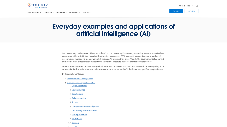 Everyday examples and applications of artificial intelligence (AI) | Tableau